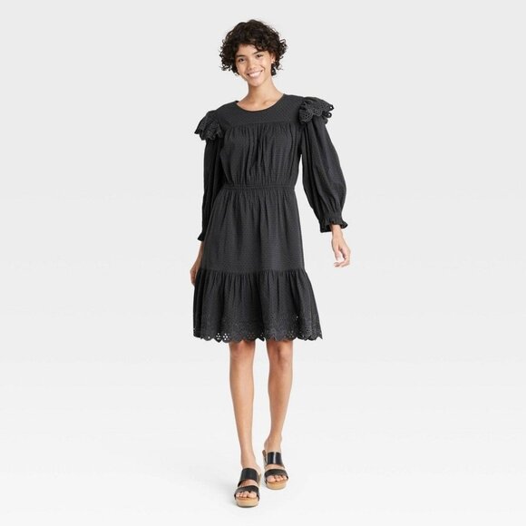 Women's Ruffle Long Sleeve Ruffle Dress by Universal Thread Large - Picture 1 of 1